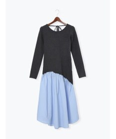 Te chichi 【宮本茉由着用】リブニットドッキングアシメワンピース