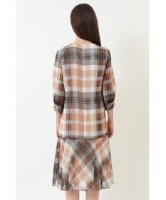 DAKS ビッグトランスチェックシフォンワンピース