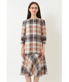 DAKS ビッグトランスチェックシフォンワンピース