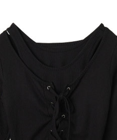 WEGO レイヤードレースアップ長袖トップス