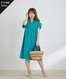 Tiaclasse 【洗える】リネンミックススキッパーシャツワンピース