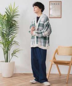 WEGO ベロアモール総柄カーディガン