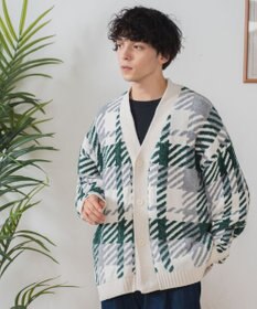 WEGO ベロアモール総柄カーディガン