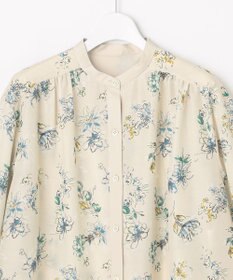 自由区 L エアリーローン花柄プリント ブラウス
