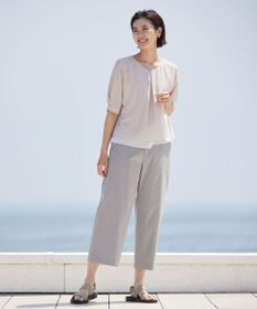 J.PRESS LADIES 【WEB限定カラーあり・セットアップ対応・洗える・撥水・防汚】コットンFITTYシャーク ワイド アンクル パンツ
