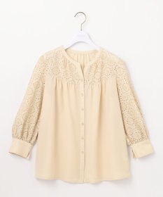 ANY SIS S 【洗える】エンブロイダリーコンビ ブラウス