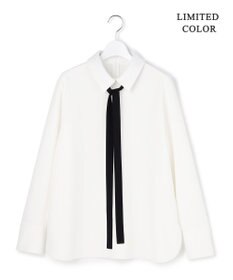 ICB 【人気のため追加生産・WEB限定カラーあり】マラボーテＷジョーゼット ボウタイ付きシャツカラートップス オフホワイト×レース襟［WEB限定］