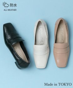 Dominic3 晴雨兼用 サイドギャザー ソフトレザーローファー