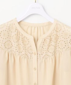 ANY SIS S 【洗える】エンブロイダリーコンビ ブラウス