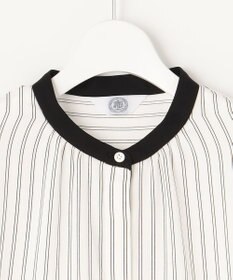 J.PRESS LADIES 【洗える】 バックサテンランダムストライプ バンドカラー ブラウス