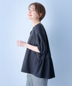 ANY サッカーギャザーバックペプラムブラウス