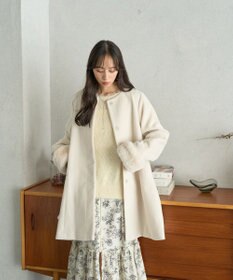 earth music&ecology ファーカフスノーカラーコート