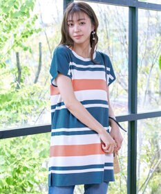 Tiaclasse 【洗える】マルチボーダーフレンチニットチュニック