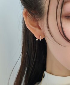 Phoebe 【痛くないシリーズ】ラインストーンパールフロートライトフィットイヤリング　ゴールド