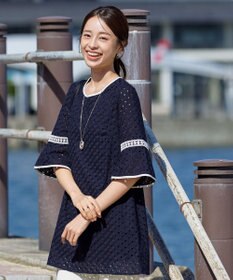 Tiaclasse 【小倉優子さん着用・洗える】パンチングレース配色チュニック