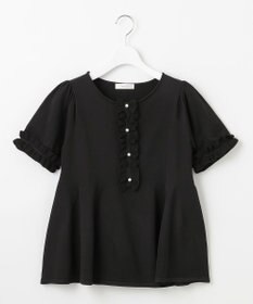 Feroux 【洗える】フリルデザインペプラムニットトップス