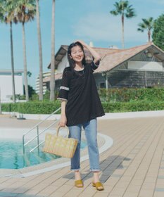 Tiaclasse パンチングレース配色チュニック