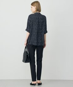 ICB 【WEB限定カラーあり】BackSatinAmunzen 5分袖バンドカラーブラウス