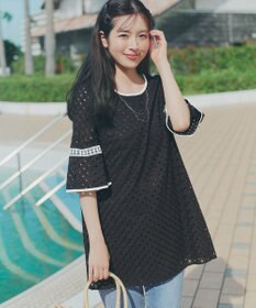 Tiaclasse パンチングレース配色チュニック