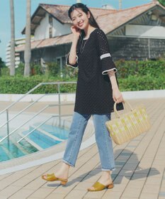 Tiaclasse パンチングレース配色チュニック