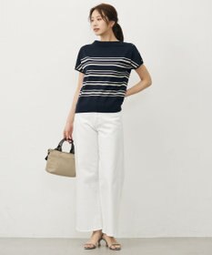 J.PRESS LADIES 【WEB限定カラーあり・洗える・抗菌防臭】COTTON POLYESTER ボーダー 襟付き ニット