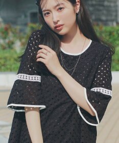 Tiaclasse パンチングレース配色チュニック