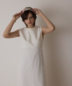 GRACE CONTINENTAL フェザー刺繍コンビワンピース