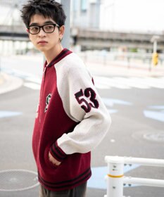 WEGO 【ユニセックス着用ITEM/MLサイズ展開】ジャガードニットスタジャン