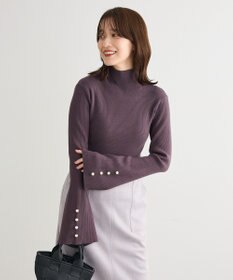 Green Parks ・ｓｗｉｎｇ　ｂｙ　袖パールボタンフレアリブニット