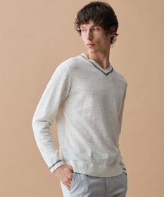 JOSEPH ABBOUD 【イタリア糸使用・清涼感・軽量・洗える】スラブギマ　Vネックニット