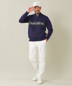 23区GOLF 【MEN】【 蓄熱裏地付き/ウォッシャブル】ロゴ ダブルジャガードニット