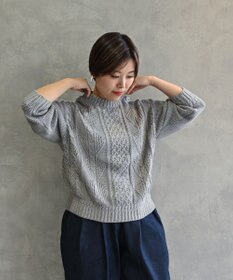 muuc 〈オーガニックコットン〉〈高品質スーピマ超長綿〉ローゲージニット アラン模様セーター