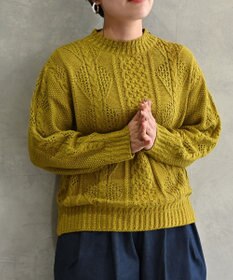 muuc 〈オーガニックコットン〉〈高品質スーピマ超長綿〉ローゲージニット アラン模様セーター