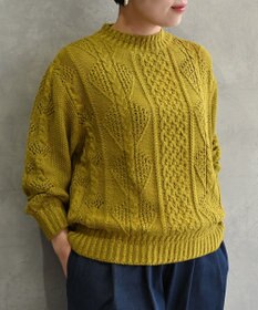 muuc 〈オーガニックコットン〉〈高品質スーピマ超長綿〉ローゲージニット アラン模様セーター