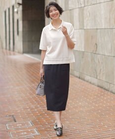 J.PRESS LADIES 【洗える】COTTON POLYESTER ニットポロ