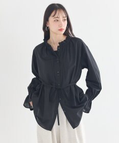 earth music&ecology 【イージーケア】TRキュプラダブルボタンフリルシャツ