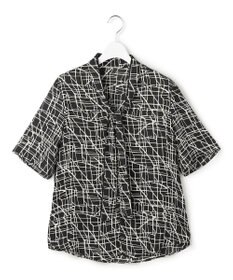 ICB L 【新色追加】BackSatinAmunzen 5分袖配色ボウタイブラウス