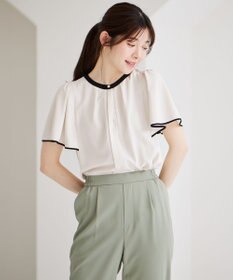 ANY SIS L 【洗える】2WAYバイカラーフレア ブラウス