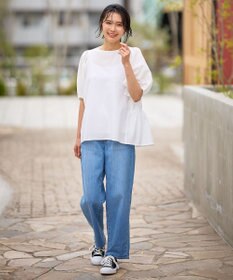 ANY サッカーギャザーバックペプラムブラウス