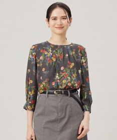 自由区 【洗える】フラワーガーデンプリント ブラウス