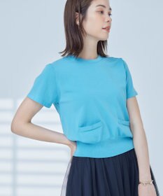 組曲 S 【洗える・6色展開】ポケット付き 半袖ニット