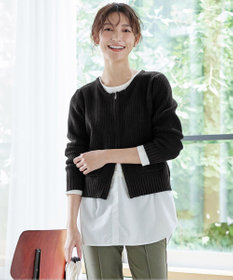 Tiaclasse L 【洗える】ダブルジップリブ編みカーディガン