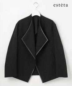 23区 【エステータ】ウールリネン レザートリミング ジャケット