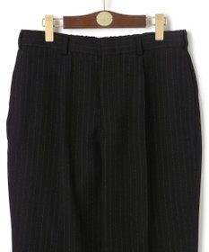 J.PRESS MEN 【J.PRESS ORIGINALS】Wool Silk Angola Chalk Stripes Spindle 1Tuck Piped Stem Slacks / Japan Made