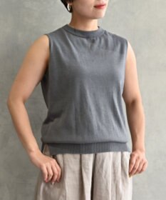 muuc 〈高品質シルク＆スーピマ超長綿〉〈洗えるニット〉ノースリーブボトルネックプルオーバー