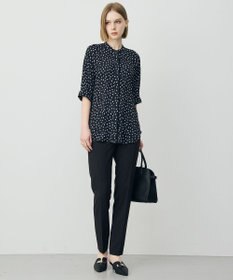 ICB 【WEB限定カラーあり】BackSatinAmunzen 5分袖バンドカラーブラウス