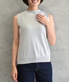 muuc 〈高品質シルク＆スーピマ超長綿〉〈洗えるニット〉ノースリーブボトルネックプルオーバー