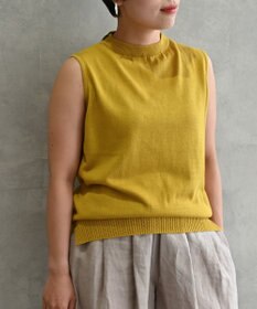 muuc 〈高品質シルク＆スーピマ超長綿〉〈洗えるニット〉ノースリーブボトルネックプルオーバー