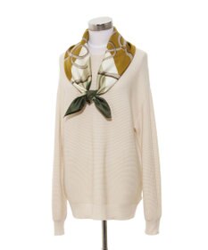 MOONBAT FURLA ビットチェーン柄シルク100%スカーフ 88×88cm