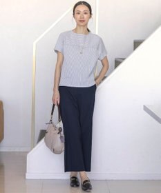 J.PRESS LADIES L 【セットアップ対応・洗える・撥水・防汚】コットンFITTYシャーク ワイド アンクル パンツ